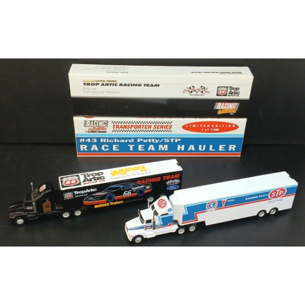 LOT OF 2 - RACING COLLECTIBLES DIECAST STP RACE TEAM & TROP ARCTIC RACING TEAM HAULERS