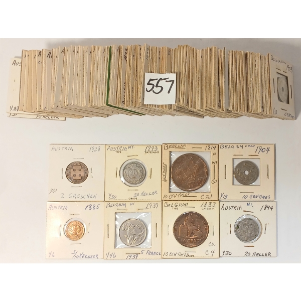 QTY OF 1814-1969 AUSTRIA & BELGIUM COINS - INCL CENTIMES, HELLER & GROSCHEN