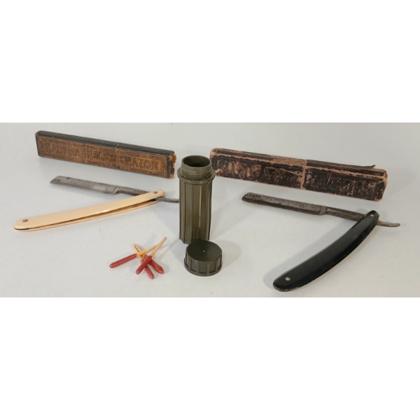 LOT OF 3 - KAUFMAN & OSCAR RAZORS & MILITARY MATCHES