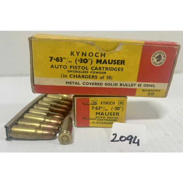 AMMO: 40X KYNOCH 7.63 MM MAUSER (.30 MAUSER) - 85 GR FMJ