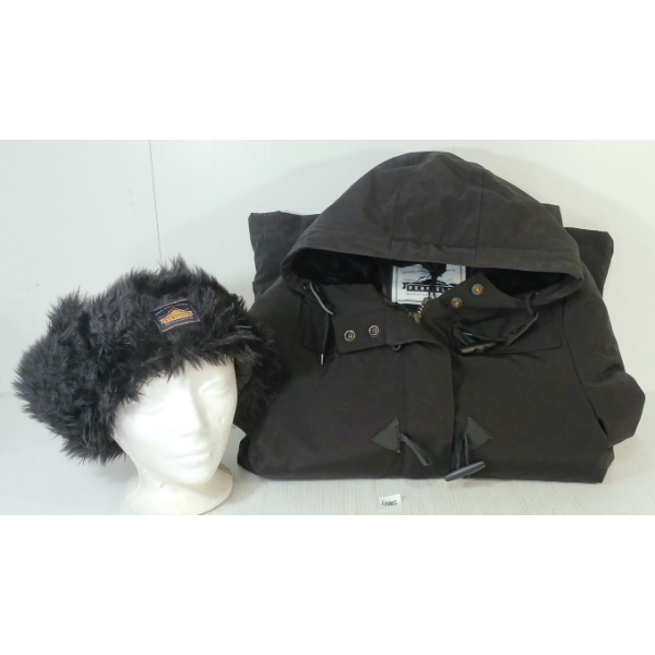 LOT OF 2 - WOMEN'S PENFIELD KELSEY DUFFLE JACKET & PROVIDENCE MELTON TRAPPER HAT