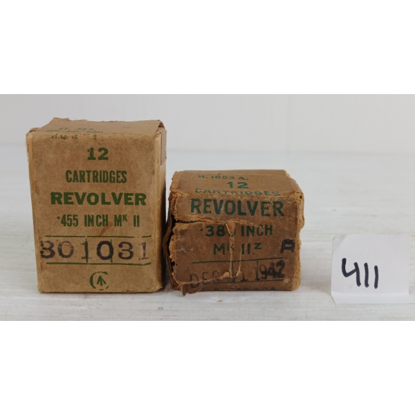 AMMO: 12X CDN MILITARY ISSUE .380IN MK. II & 12X .455IN MK. II REVOLVER CARTRIDGES