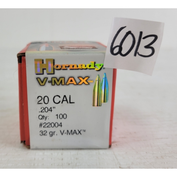 BULLETS: 100X HORNADY .20CAL - 32GR - V-MAX - SEALED