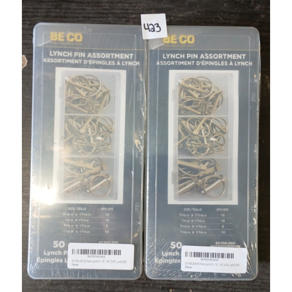 LOT OF 2 - BE CO LYNCH PIN ASSORTMENT SETS - AS NEW