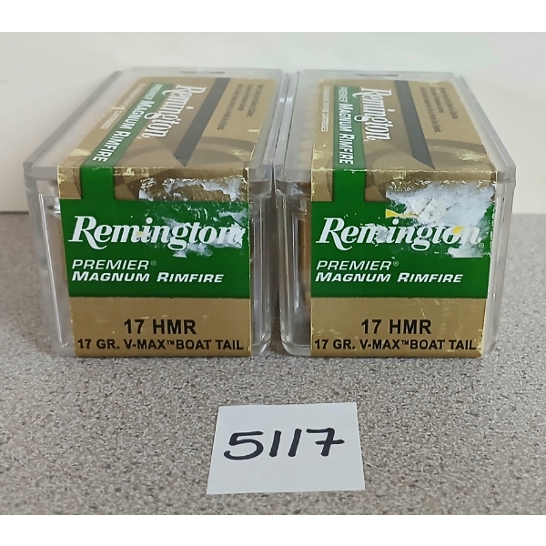 AMMO: 100X REMINGTON .17 HMR - 17GR V-MAX BT - SEALED 