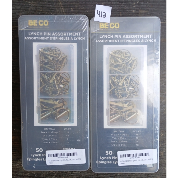 LOT OF 2 - BE CO LYNCH PIN ASSORTMENT SETS - AS NEW