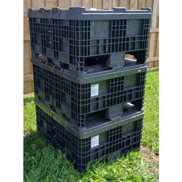 LOT OF 3 - PLASTIC STORAGE CRATES