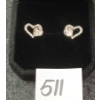 Image 2 : PAIR OF SIMULATED DIAMOND & GOLD PLATED HEART STUD EARRINGS