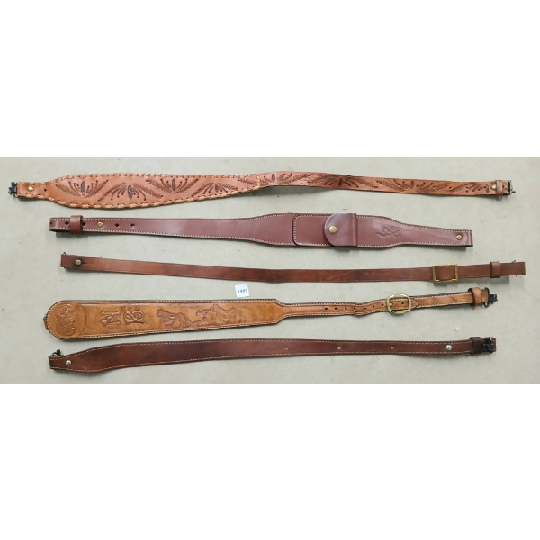 LOT OF 5 - LEATHER GUN SLING 