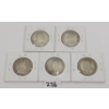 Image 2 : LOT OF 5 - 1909 - 1918 CDN 50 CENT PCS
