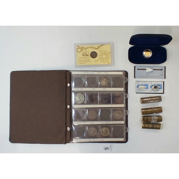 JOB LOT - 2000 CDN $2 COIN, 1808 SHIPWRECK COIN, 1943 CDN 5 CENT COINS & 1968-1970 CDN COINS BOOKLET