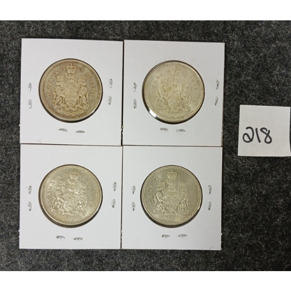 LOT OF 4 - 1960-1963 CDN SILVER 50 CENT PCS