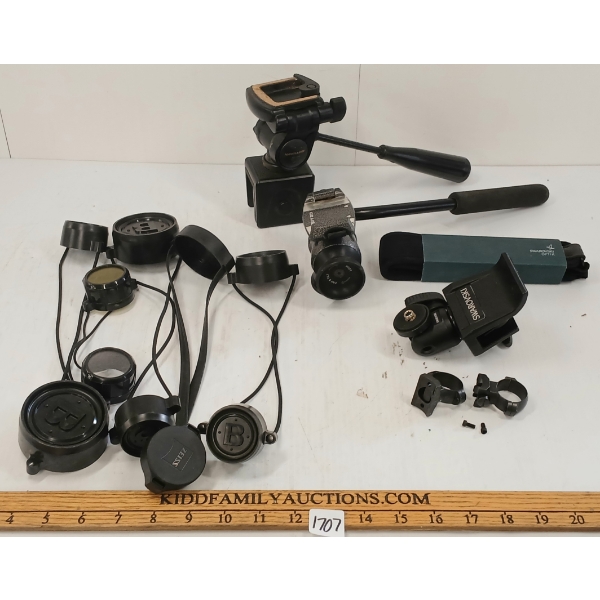 JOB LOT - SPOTTING SCOPE MOUNTS, SCOPE RINGS, LENS COVERS & SWAROVSKI SLING