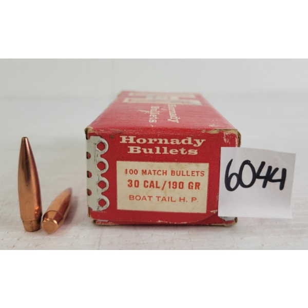 BULLETS: 100X HORNADY .30CAL - 190GR - BT - HP - MATCH