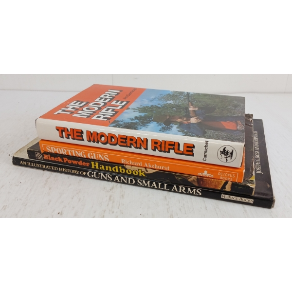LOT OF 4 - "THE MODERN RIFLE", "BLACK POWDER HANDBOOK", "SPORTING GUNS" & "GUNS & SMALL ARMS"