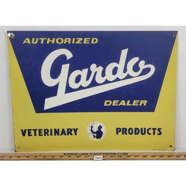 1960 GARDO VETERINARY PRODUCTS METAL SIGN