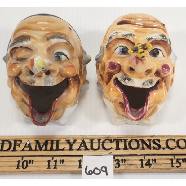LOT OF 2 - HAND DECORATED CERAMIC SMOKERS