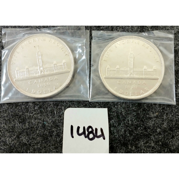 LOT OF 2 - 1939 CDN SILVER DOLLARS - PARLIAMENT 