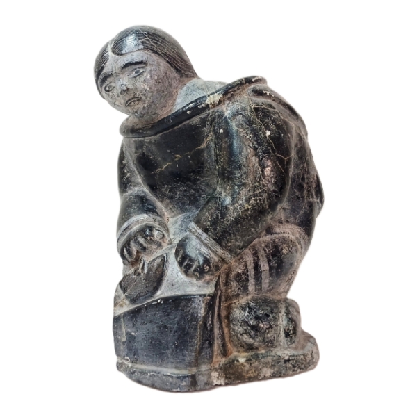 WOMAN USING ULU - SIGNED - STONE