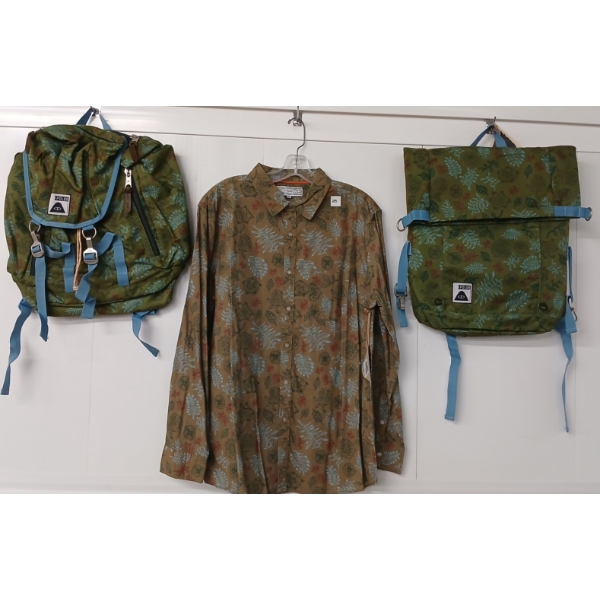 LOT OF 3 - POLER MEN'S MEDIUM SHIRT, RUCKSACK & ROLLTOP PACK