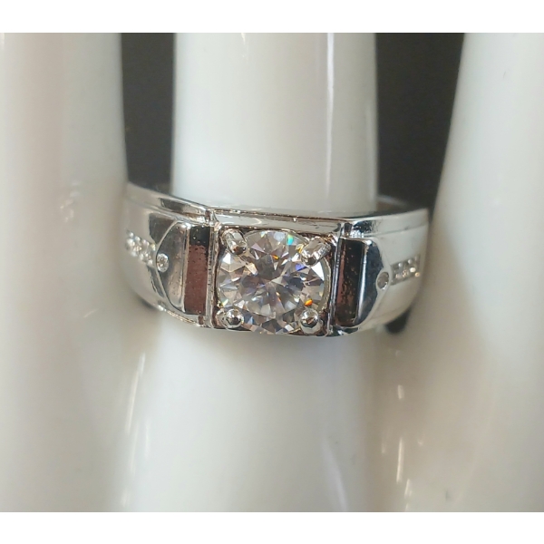 STERLING & MOISSANITE GENTLEMAN'S RING W/ CERTIFICATE