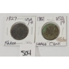 LOT OF 2 - U.S. LARGE PENNIES - INCL 1827 & 1851