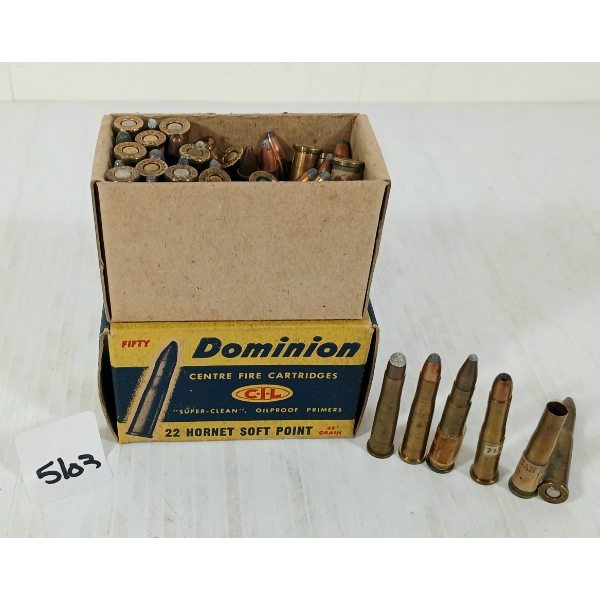 AMMO: 40X DOMINION .22 HORNET - 45GR - SP - INCL COLLECTABLE BOX