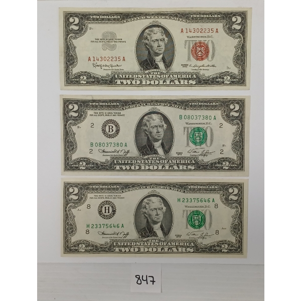 LOT OF 3 - 1963 & 1976 U.S. $2 BANKNOTES