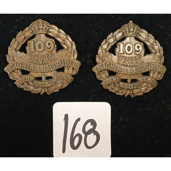 PAIR OF WWI 109TH BATTALION COLLAR BADGES
