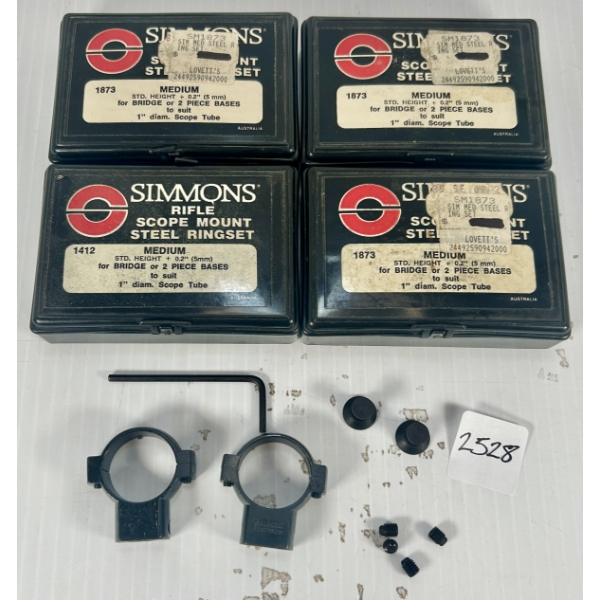 LOT OF 4 - SIMMONS 1 IN MEDIUM SCOPE RINGS