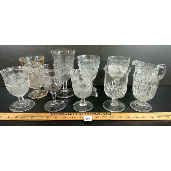 LOT OF 10 - NOVA SCOTIA PRESSED GLASS GOBLETS - CIRCA 1800's