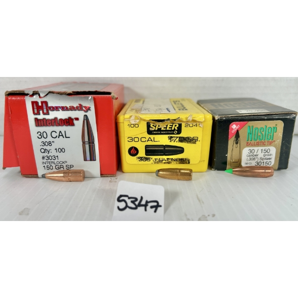 BULLETS: APPROX 50X .30 CAL 150 GR SP & POLY TIP