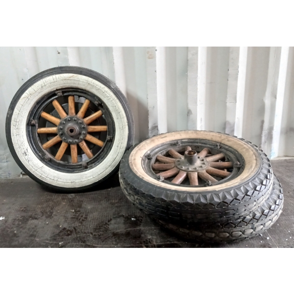 LOT OF 3 - MODEL T WOOD SPOKE WHEELS
