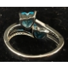 Image 2 : PLATINUM PLATED DOUBLE HEART CUT SIMULATED BLUE DIAMONDS (CZ) RING