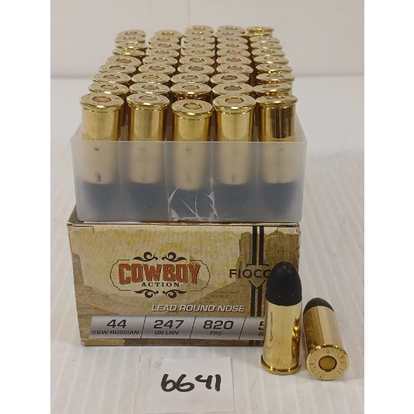 AMMO: 50X FIOCCHI COWBOY ACTION .44 S&W RUSSIAN - 247GR - LEAD RN
