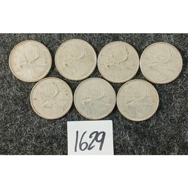 LOT OF 7 - 1968 CDN 25 CENT SILVER COINS