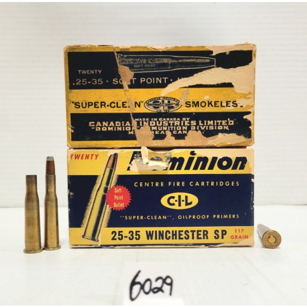 AMMO / BRASS: 20X DOMINION .25-35 WIN 117 GR. SP LIVE & 10X BRASS
