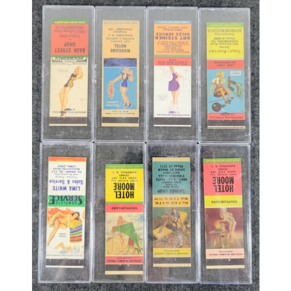 LOT OF 8 - PIN-UP ADVERTISING MATCHBOOK PACKAGES - SUPERIOR MATCH, WILLENS & CO., ETC
