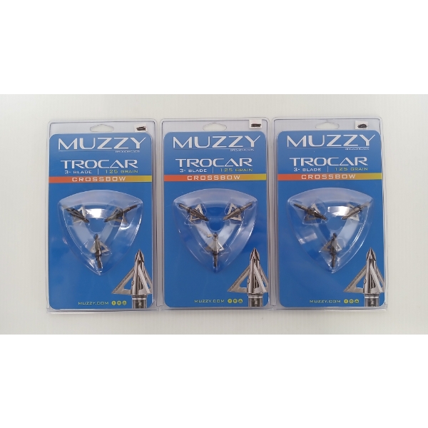 LOT OF 3 - MUZZY TROCAR CROSSBOW BROADHEADS - NIB
