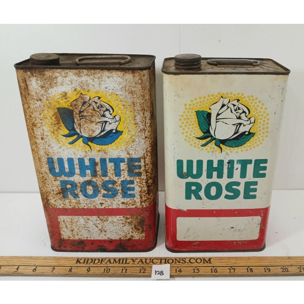 LOT OF 2 - WHITE ROSE MOTOR OIL CANS - GAL