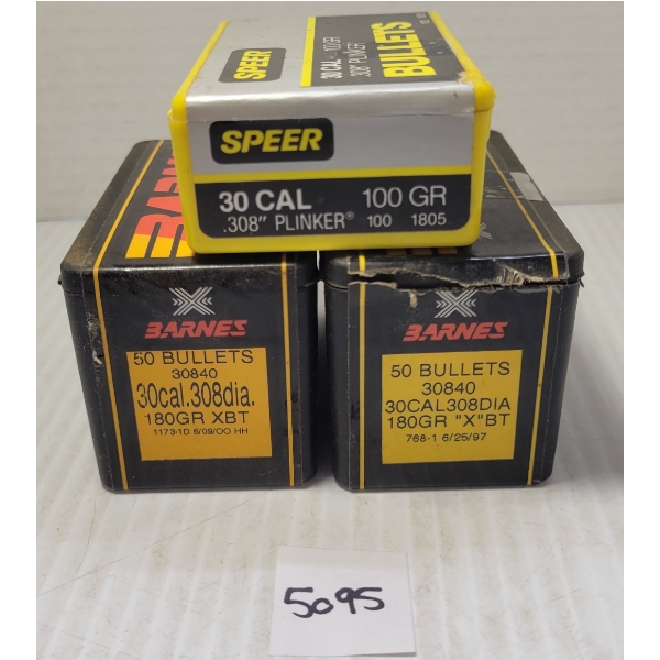 BULLETS: 200X BARNES & SPEER .30 - 100 & 180GR - XBT & PLINKER 