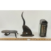 Image 4 : LOT OF 3 - CAST STAMP PRESS, SLIDE RINGING TABLE & RAILWAY LANTERN