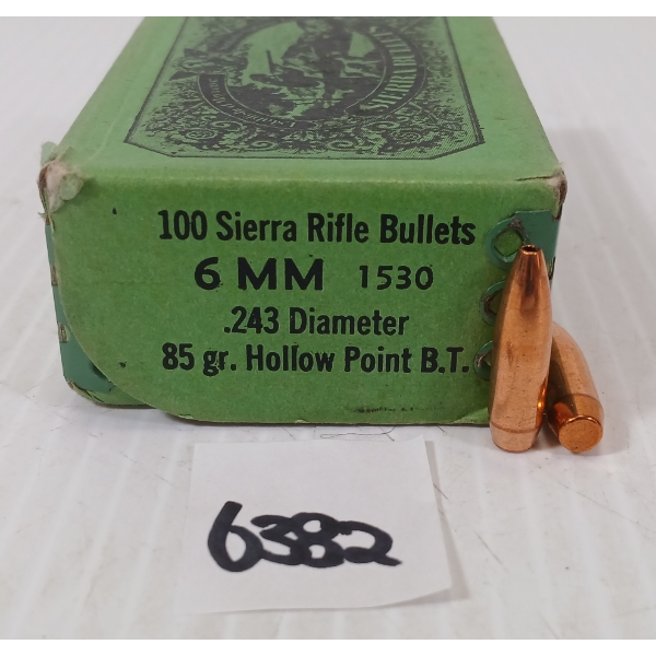 BULLETS: APPROX 100X SIERRA 6MM - 85GR - HP BT