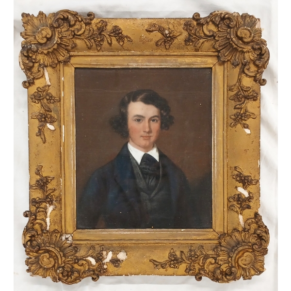PERCY CUNNINGHAM PORTRAIT BY UNKNOWN ARTIST - GILDED FRAMED OIL PASTEL ON BOARD