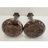 Image 3 : LOT OF 2 - NASON (?) BLACK GLASS COPPER AVENTURINE VASES