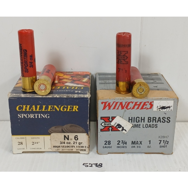 AMMO: 44X CHALLENGER & W-W SUPER X 28GA - 2 3/4IN - #6 & 7 1/2 SHOT