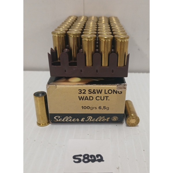 AMMO: 50X SELLIER & BELLOT .32 S&W LONG WAD CUT - 100GR - 65GR