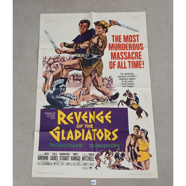 1965 "REVENGE OF THE GLADIATORS" MOVIE POSTER