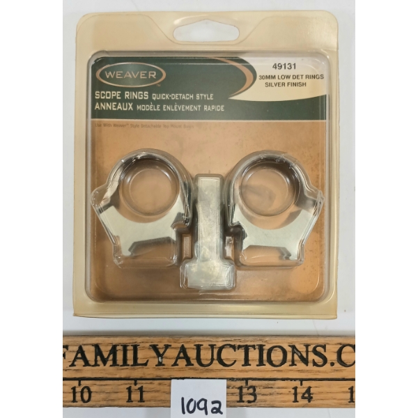 WEAVER QUICK-DETACH 30MM LOW SCOPE RINGS - SILVER