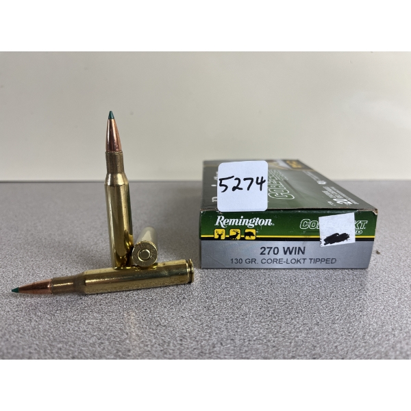 AMMO: 20X REMINGTON .270 WIN 130 GR. CORE-LOKT TIPPED